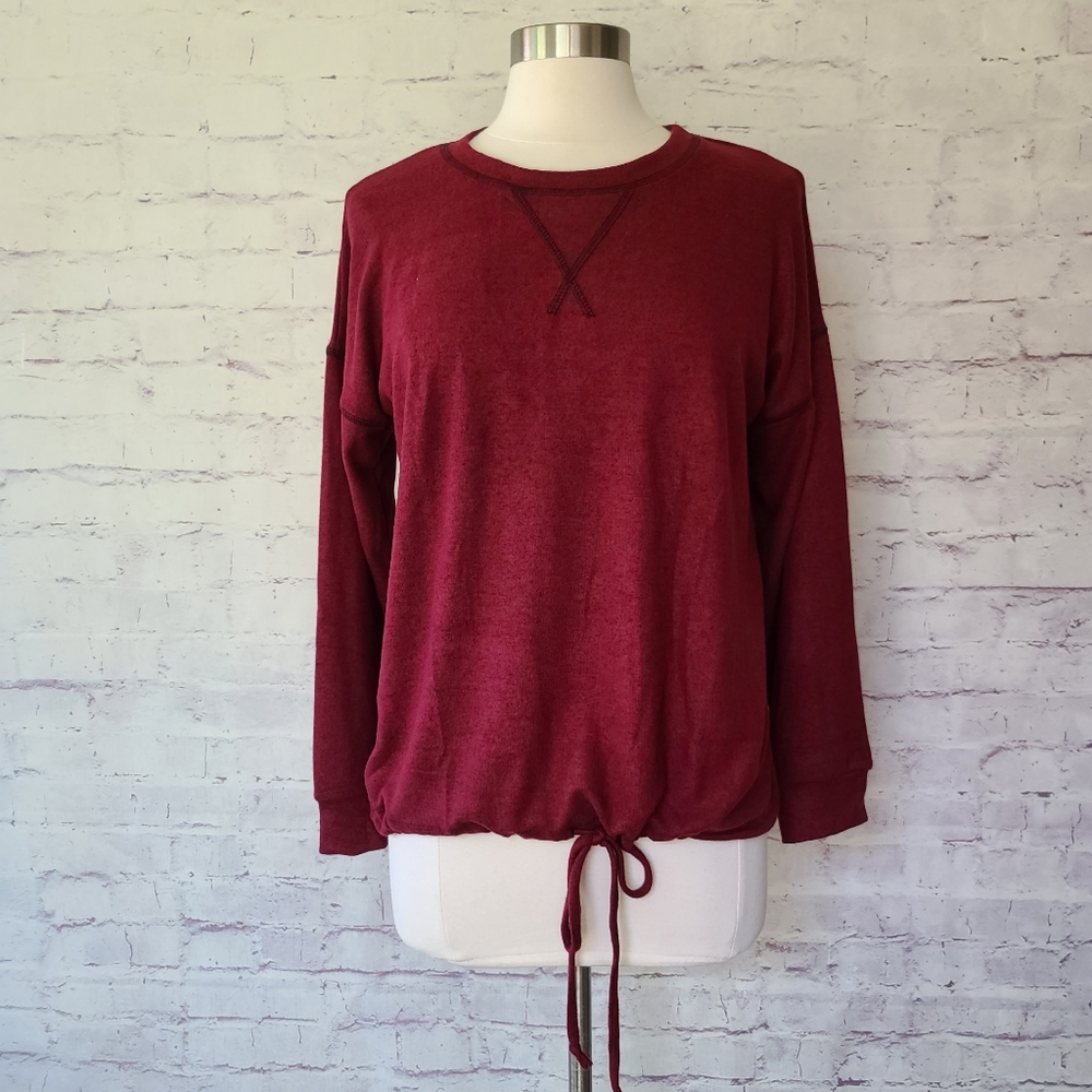 NWOT Nordstrom Freeloader Deep Red Hacci Knit Long Sleeve Crew Neck Sweater Sm